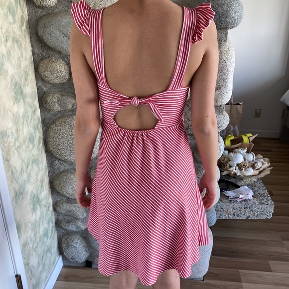 Zara Red Striped BackLess Dress - Picture 2 of 2